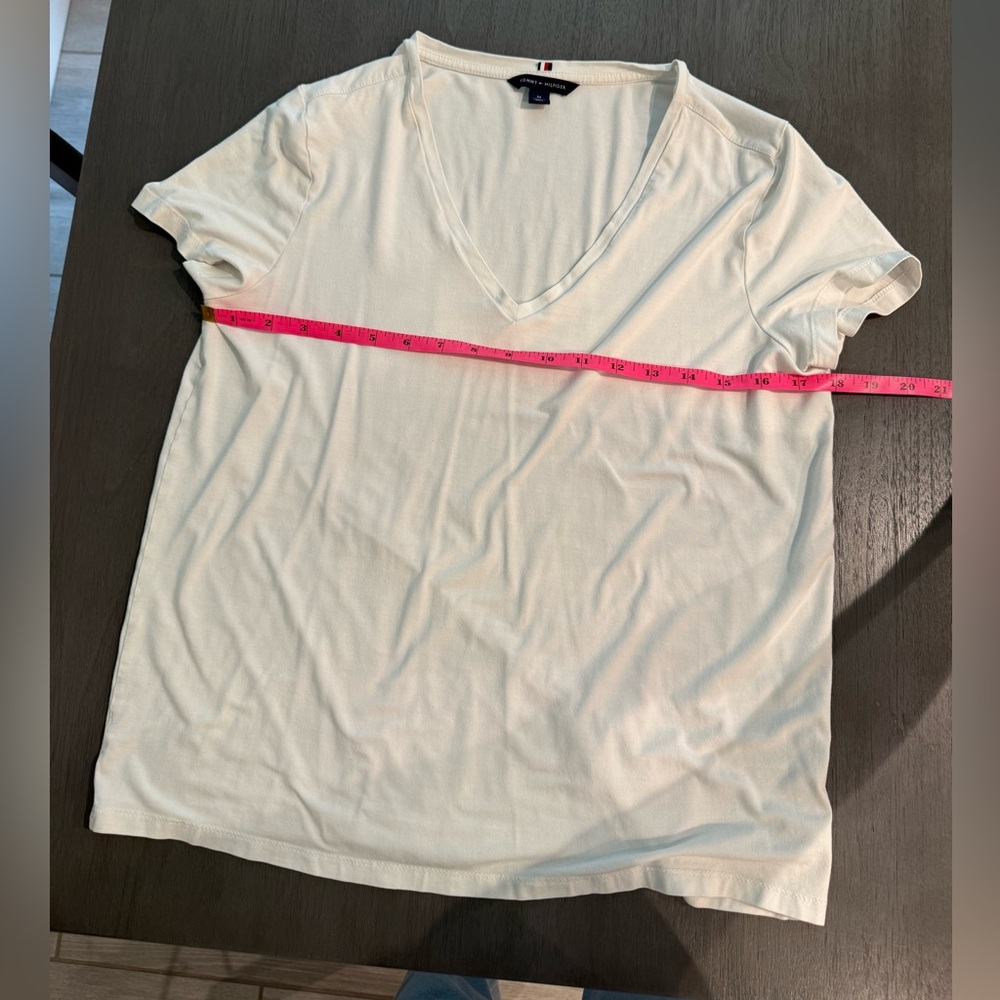 Tommy Hilfiger White Short Sleeve V-Neck Tee